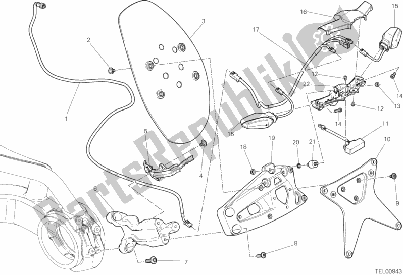 All parts for the Plate Holder of the Ducati Diavel Xdiavel Thailand 1260 2016